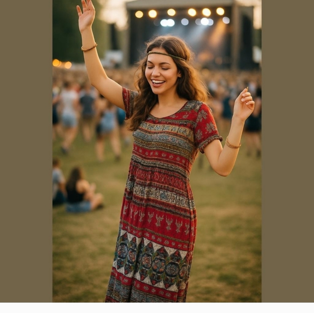 Gauze Tribal Print Maxi Dress - Picture 11 of 11